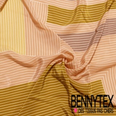 Crêpe viscose digital motif peau de bête noir fond crème