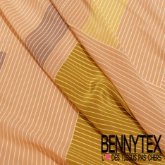 Crêpe viscose digital motif peau de bête noir fond crème