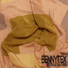 Crêpe viscose digital motif peau de bête noir fond crème