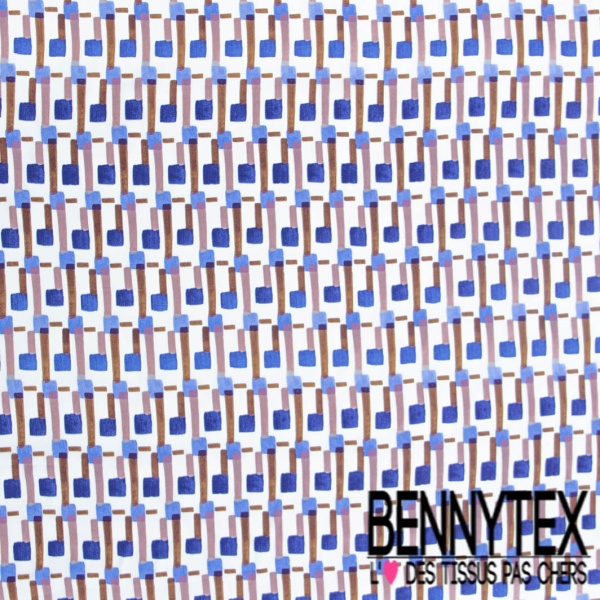 Fibranne viscose digitale imprimé géométrique pictural fond blanc cassé