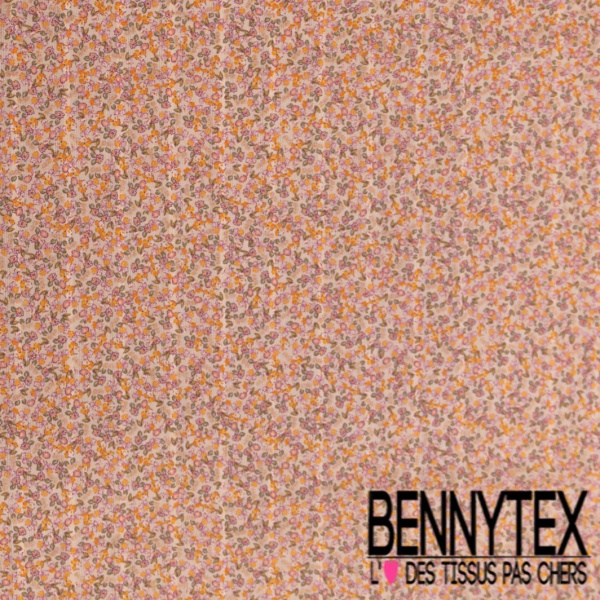 Coton style Liberty imprimé floral champêtre fond rayure verticale texturée