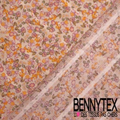 Coupon 3m coton style Liberty imprimé tropical fond noir