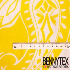 Voile de coton digital imprimé cachemire vintage fond blanc discret