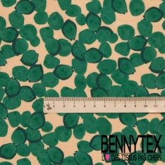 Twill satin polyester digitale motif pois stylisé aubergine fond chair