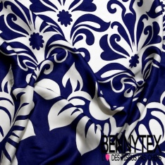 Twill satin viscose imprimé digital double base floral cachemire fond huile d'amande