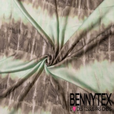 Fibranne viscose imprimé digital fleur stylisée noir lavande fine rayure lurex argent or verticale fond blanc cassé