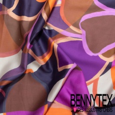 Fibranne viscose imprimé digital satinée pois blanc optique fond marine