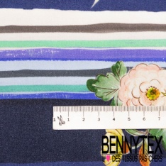 Fibranne viscose imprimé digital satinée grande fleur naïve orange violet brique perle