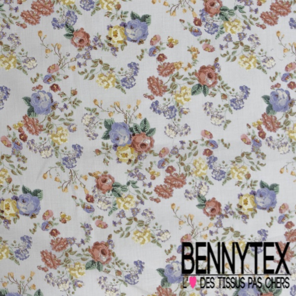 Fibranne viscose polyamide imprimé digital floral rétro fond ciel