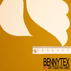 Popeline coton élasthanne digital motif abstrait géométrique cannelle marine fond crème