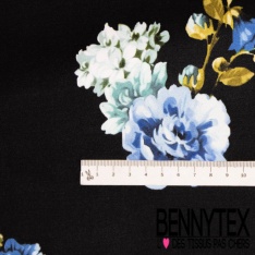 Satin Fibranne Viscose Imprimé Motif branche d'arbre Fond anthracite Base Simple noir