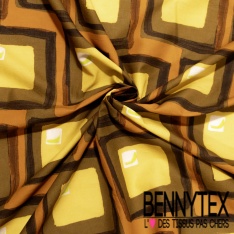 Voile de coton digital imprimé grand cachemire stylisé fond noir