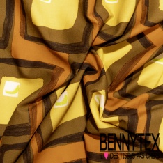 Voile de coton digital imprimé grand cachemire stylisé fond noir