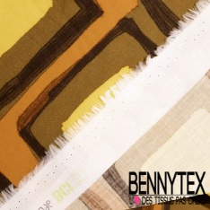 Voile de coton digital imprimé grand cachemire stylisé fond noir