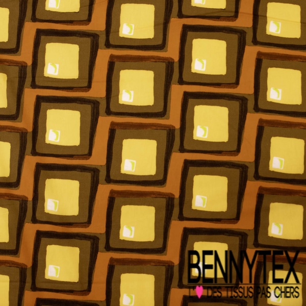 Voile de coton digital élasthanne imprimé papier peint seventie's bio