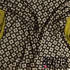 Fibranne viscose imprimé digital floral rétro fond bleu charron