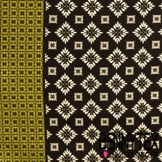 Fibranne viscose imprimé digital floral rétro fond bleu charron