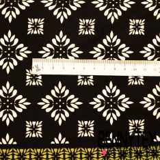 Fibranne viscose imprimé digital floral rétro fond bleu charron