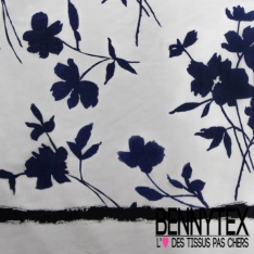 Fibranne viscose imprimé digital double base anis cachemire blanc cassé fond noir