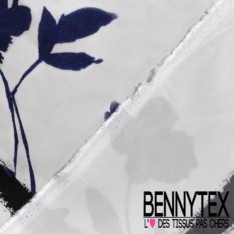 Fibranne viscose imprimé digital double base anis cachemire blanc cassé fond noir