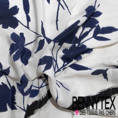 Fibranne viscose imprimé digital double base anis cachemire blanc cassé fond noir