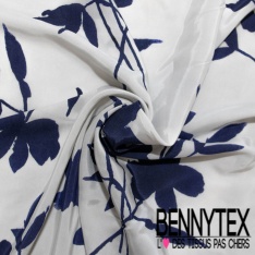 Fibranne viscose imprimé digital double base anis cachemire blanc cassé fond noir