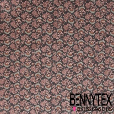 Popeline coton élasthanne digital imprimé floral jaune lilas orange lulmineux fond blanc discret