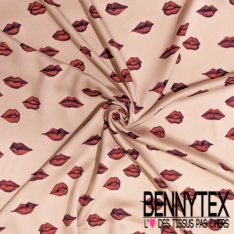 Fibranne viscose imprimé digital floral rétro fond bleu charron