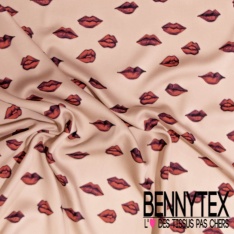 Fibranne viscose imprimé digital floral rétro fond bleu charron