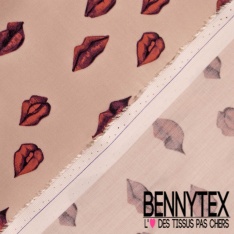 Fibranne viscose imprimé digital floral rétro fond bleu charron