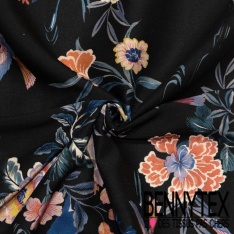 Fibranne viscose imprimé digital bouche rouge fond rose pastel