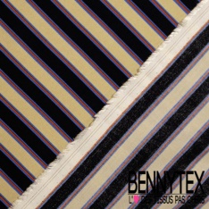 Fibranne viscose imprimé digital floral japonisant multicolore fond noir