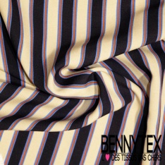 Fibranne viscose imprimé digital floral japonisant multicolore fond noir