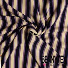 Fibranne viscose imprimé digital floral japonisant multicolore fond noir