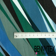 Fibranne viscose imprimé digital rayure verticale noir beige rouge bleu vif