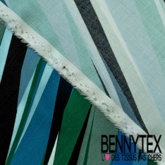 Fibranne viscose imprimé digital rayure verticale noir beige rouge bleu vif