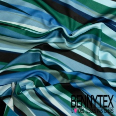 Fibranne viscose imprimé digital rayure verticale noir beige rouge bleu vif