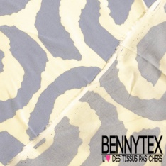 Fibranne viscose imprimé digital floral japonisant multicolore fond noir