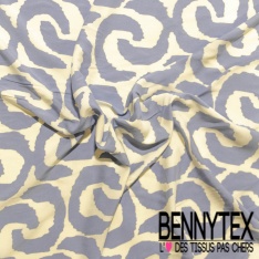 Fibranne viscose imprimé digital floral japonisant multicolore fond noir