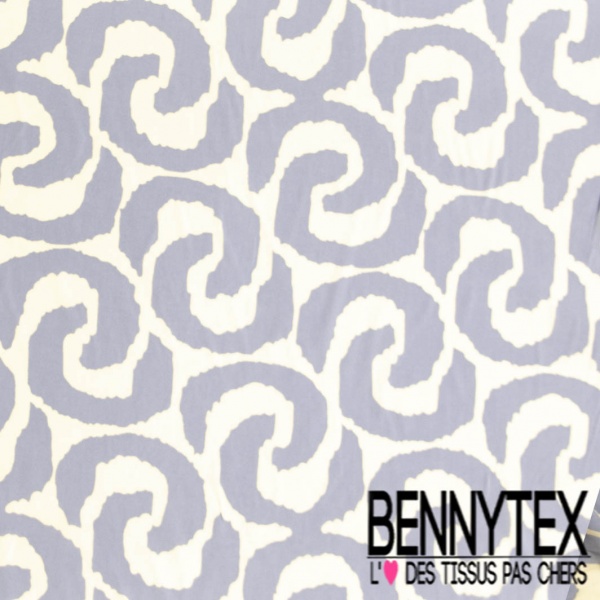 Fibranne viscose imprimé digital abstrait fantaisie abstrait chicorée fond blanc cassé