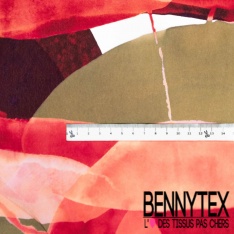 Crêpe viscose digital motif abstrait gaon vert Brésil fond blanc optique