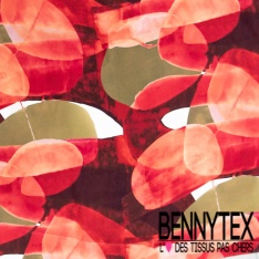 Crêpe viscose digital motif abstrait gaon vert Brésil fond blanc optique