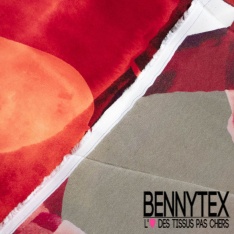 Crêpe viscose digital motif abstrait gaon vert Brésil fond blanc optique