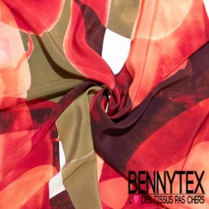 Crêpe viscose digital motif abstrait gaon vert Brésil fond blanc optique