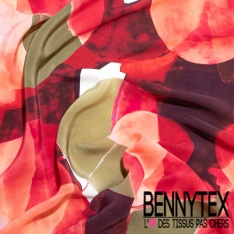 Crêpe viscose digital motif abstrait gaon vert Brésil fond blanc optique