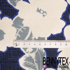 Crêpe coton texturé élasthanne digital motif papier peint rétro floral multicolore pastel poudré ton vieux rose