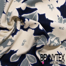 Crêpe coton texturé élasthanne digital motif papier peint rétro floral multicolore pastel poudré ton vieux rose