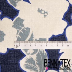 Crêpe coton texturé élasthanne digital motif papier peint rétro floral multicolore pastel poudré ton vieux rose