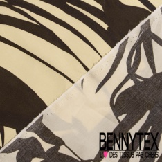 Popeline coton élasthanne digital imprimé floral cachemire amande rouille fond charbon