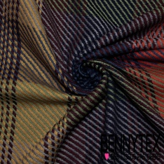 Coton natté motif tartan olive taupe marine canard